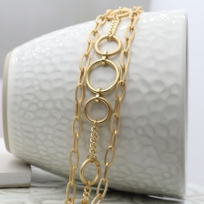 Triple Strand Golden Mixed Chain & Hoops Bracelet by Peace of Mind